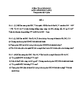 Kiểm tra chương I môn Hình học lớp 8 - Đề 3